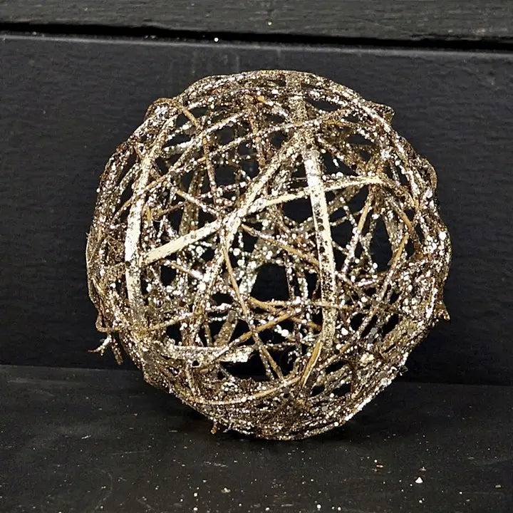 5in Glitter Rattan Twig Ball
