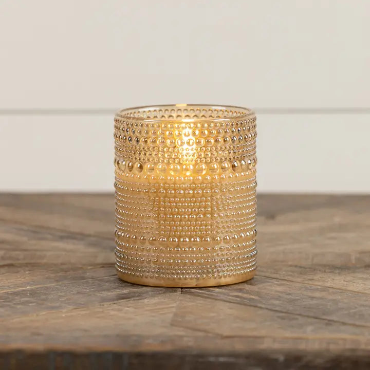 Champagne Dotted Glass 3D Flame Candle