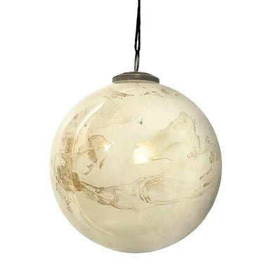 Glass Ball Marble Ornament Gold/White