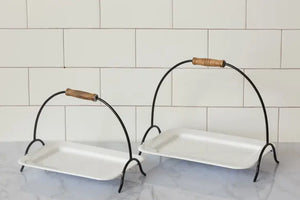 Enamel Serving Tray w/Handle Large