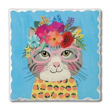 Load image into Gallery viewer, Floral Cats Coaster