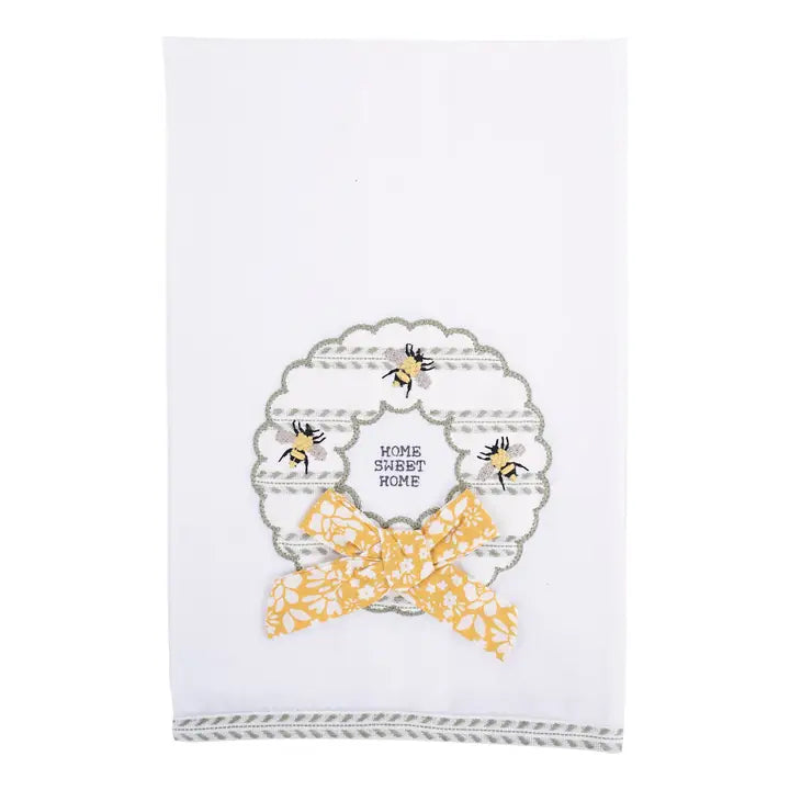 Home Sweet Home Bee Wreath Tea Towel
