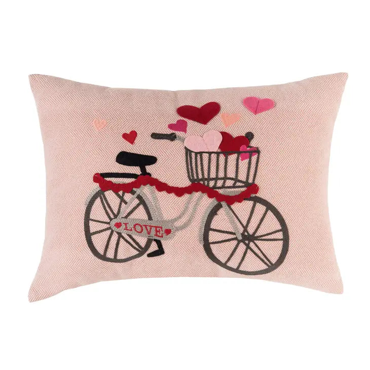 Valentine's Day Hearts Love Bicycle Throw Pillow