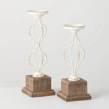Load image into Gallery viewer, Rustic Wood &amp; Iron Candle Holder