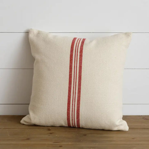 Grain Sack Red Striped Pillow