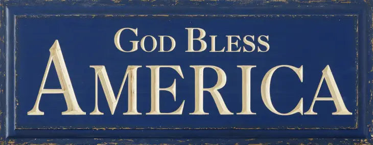 God Bless America Carved Sign
