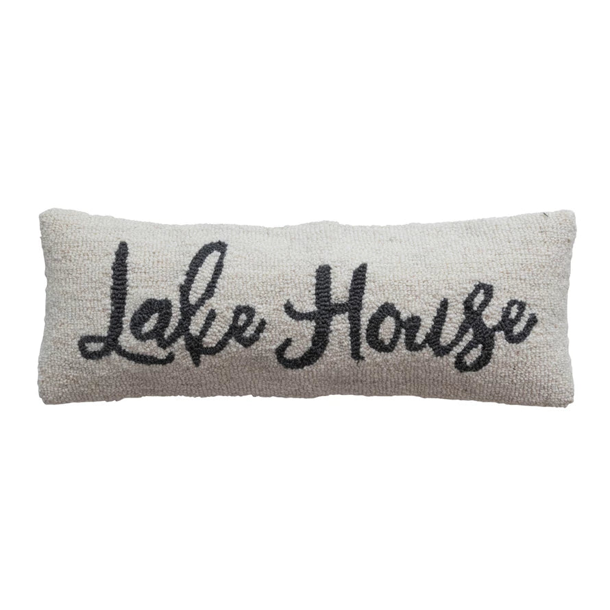 Lake House Wool & Cotton Punch Hook Lumbar Pillow