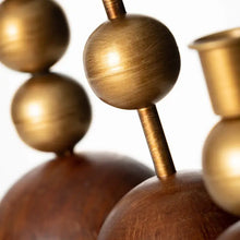 Load image into Gallery viewer, Gold &amp; Wood Orb Taper Candle Holders