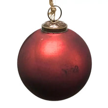 Load image into Gallery viewer, Matte Marbled Glass Ball Ornament Burgundy