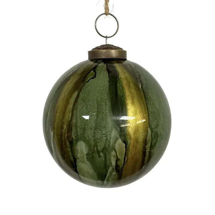 Green Watercolor Glass Ball Ornament