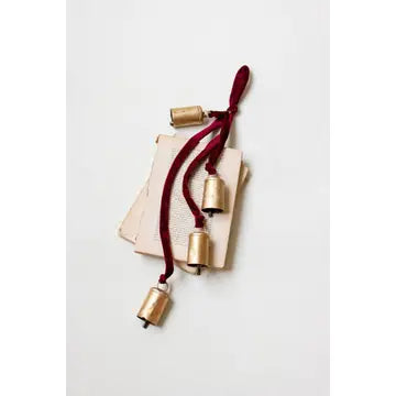 Metal Christmas Bell Cluster with Velvet Rope