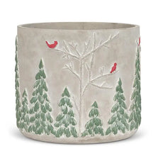 Load image into Gallery viewer, Winter Forest with Cardinals Planter