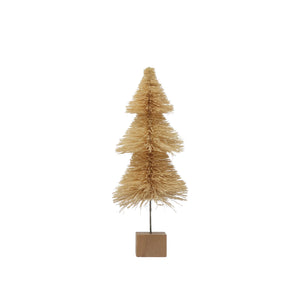 Cream Bottle Brush Tree with Wood Base