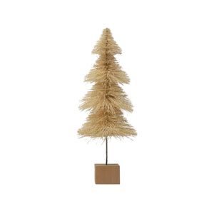 Cream Bottle Brush Tree with Wood Base