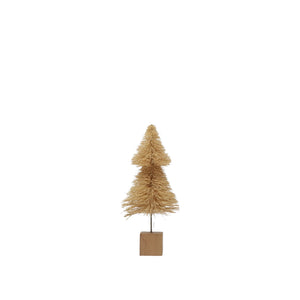 Cream Bottle Brush Tree with Wood Base