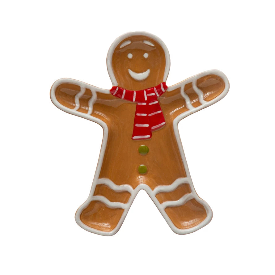 Gingerbread Man w/ Scarf Shaped Platter