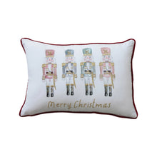 Load image into Gallery viewer, Lumbar Pillow w/ Nutcrackers, Embroidery &amp; Velvet Piping