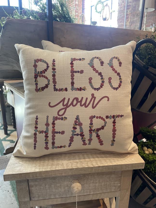 Bless Your Heart Floral Pillow