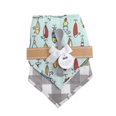 Fish/Gingham Bibs & Spoon Set