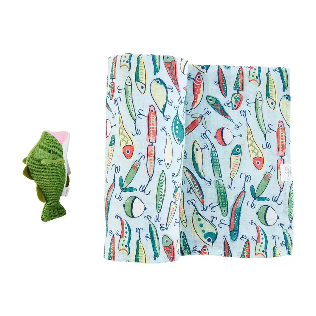 Fishing Lure Swaddle & Rattle Set