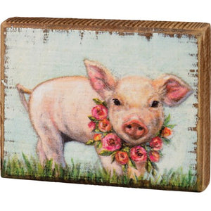 Pig Wreath Block Sign