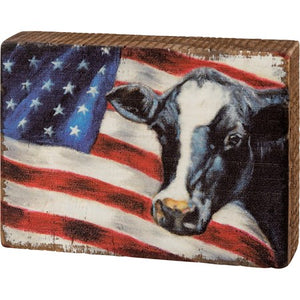 Cow Flag Block Sign