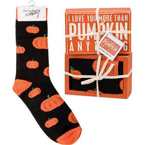 More Than Pumpkin Socks & Box Sign