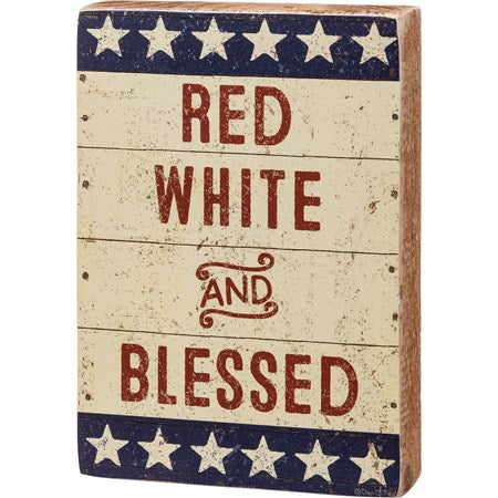 Red White & Blessed Box Sign
