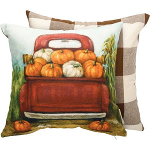 Red Truck Pumpkins Pillow