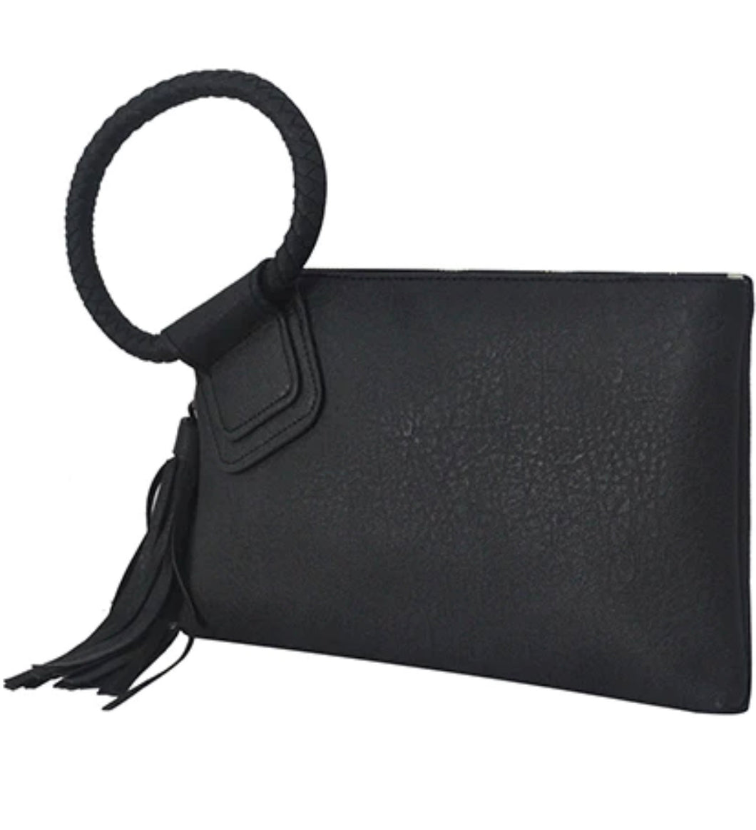 Faux Leather Tassel Wristlet Wallet