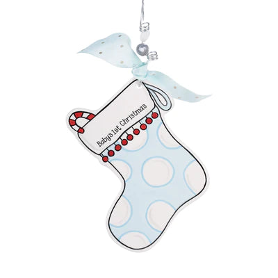 Baby's First Christmas Blue Stocking Ornament