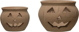 Terra Cotta Jack O Lantern Candle Holder Small