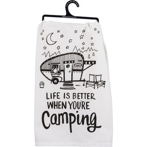 Life Is Better Camping Tea Towel