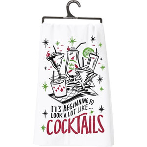 Beginning To Look Cocktails Tea Towel