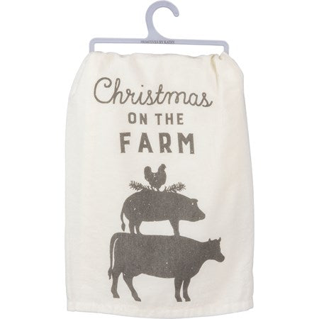 Christmas On The Farm Tea Towel
