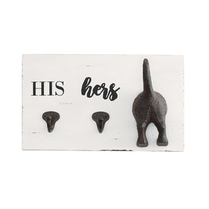 His Her & Dog Hook Wall Plaque
