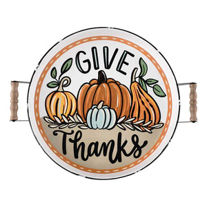 Pumpkin Give Thanks Enamel Tray