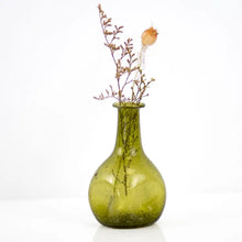 Load image into Gallery viewer, Green Glass Bud Vase