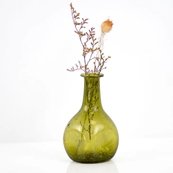 Green Glass Bud Vase