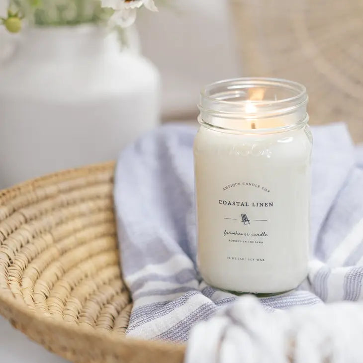 Coastal Linen 16oz Mason Jar Candle