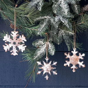 White Washed Wooden Snowflake