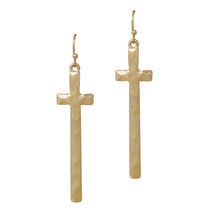 Load image into Gallery viewer, Hammered Cross Dangle Earrings
