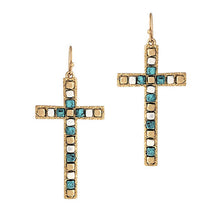 Load image into Gallery viewer, Beaded Cross Dangle Earrings