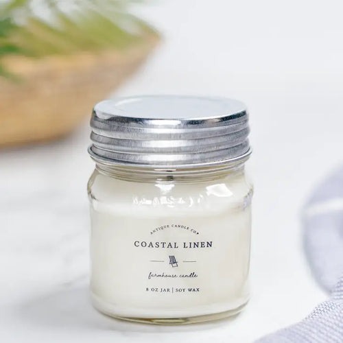 Coastal Linen 8oz Mason Jar Candle