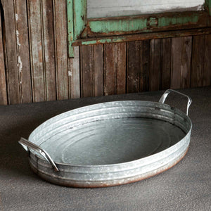 Oval Galvanized Serving Tray