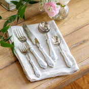 White Embossed Enamel Flatware Set