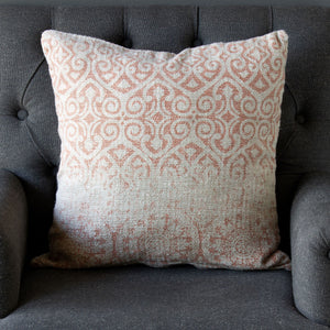 Vintage Printed Linen Pillow, Faded Coral