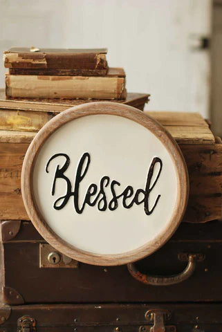 Round Blessed Enameled Sign