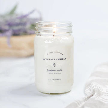 Lavender Vanilla 16oz Mason Jar Candle