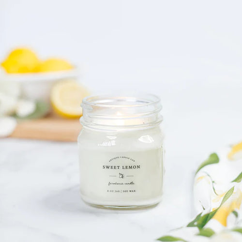 Sweet Lemon 8oz Mason Jar Candle
